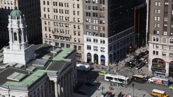 New york, New york, Usa. September 2, 2016: New York street verkeer uitzicht vanaf top — Stockvideo
