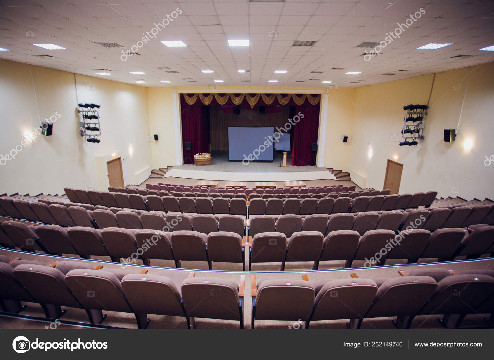 Conference Meeting Room With Ceiling Led Lights Row Brown