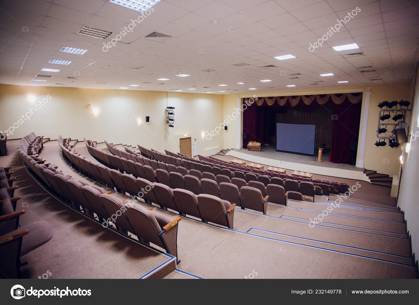 Conference Meeting Room With Ceiling Led Lights Row Brown