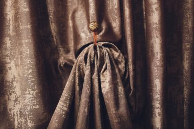 Oda perdeleri için tutucu. Parçası fotoğraf perde, iç detay, perde detay yakın.