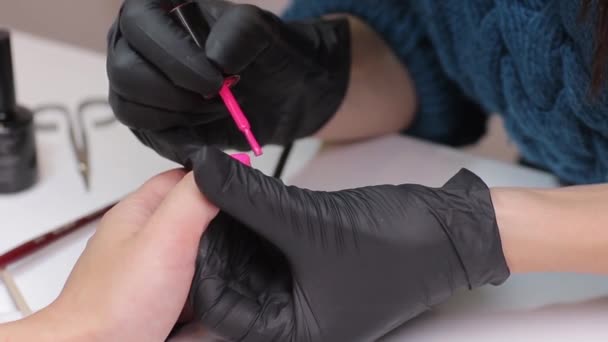 Mani femminili manicure vista da vicino. Delicata manicure primaverile . — Video Stock