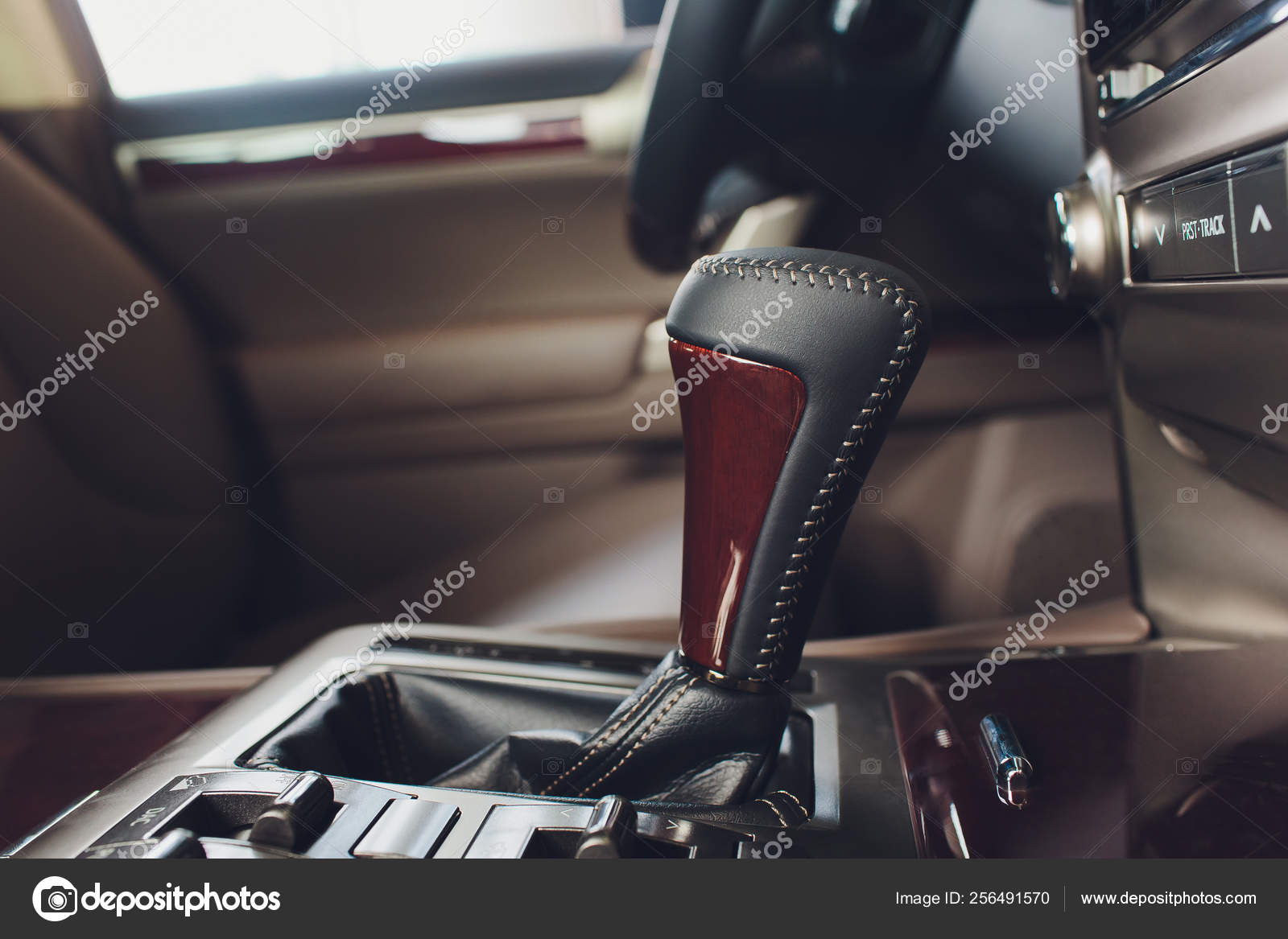 Detail Of Modern Car Interior Gear Stick Automatic