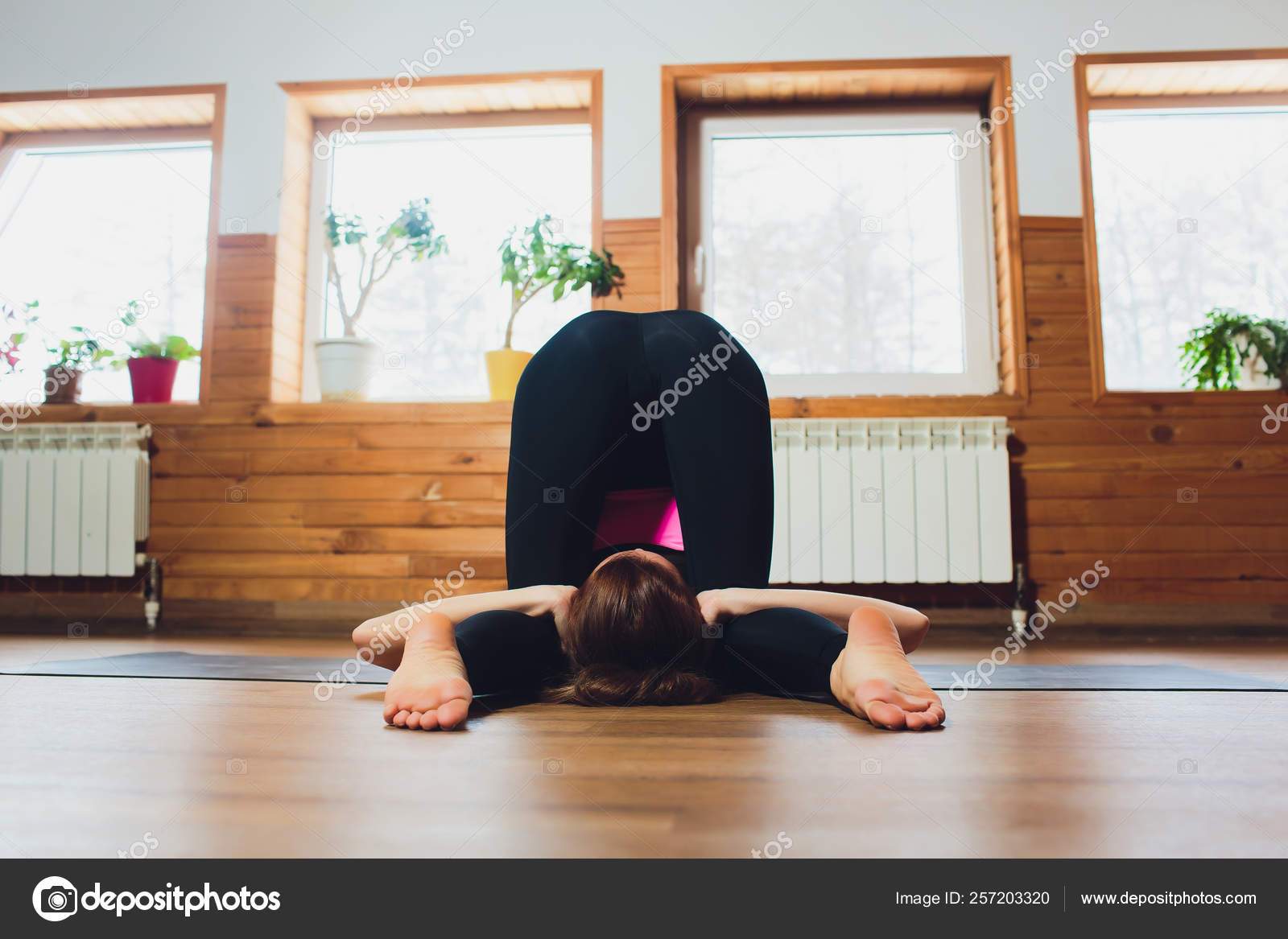 Young Sporty Attractive Woman Practicing Yoga Doing Asana