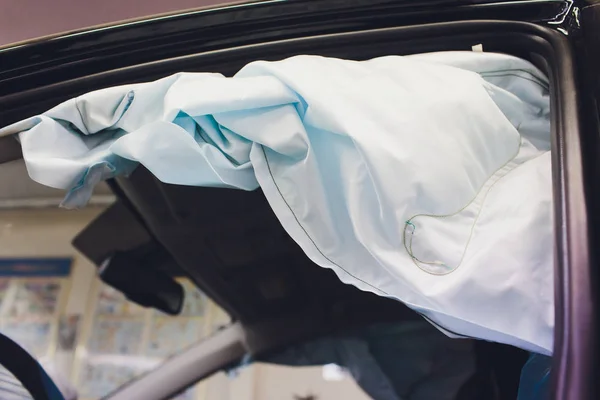 Car Crash air bag, blue, inscription airbag.