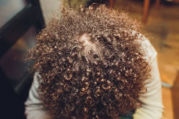 Young Man Back Portrait. curly hair man. — 스톡 사진