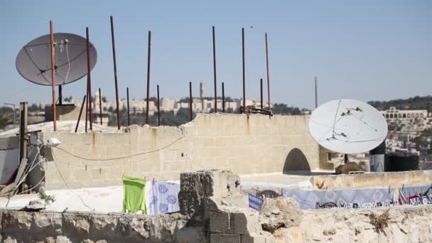 Jerusalem, israel - 9. oktober 2018: dachansicht, mit dem tempelberg und anderen denkmälern, in der altstadt jerusalem, israel. — Stockvideo