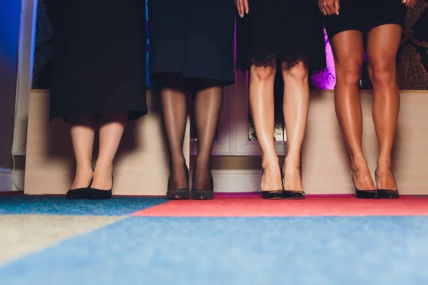 Beautiful female slim feet of group of girls, please see some of my other parts of a body images. — Stock Photo, Image