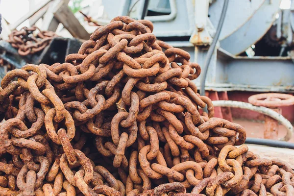 Old industrial chain ropes, the big rusty chains.