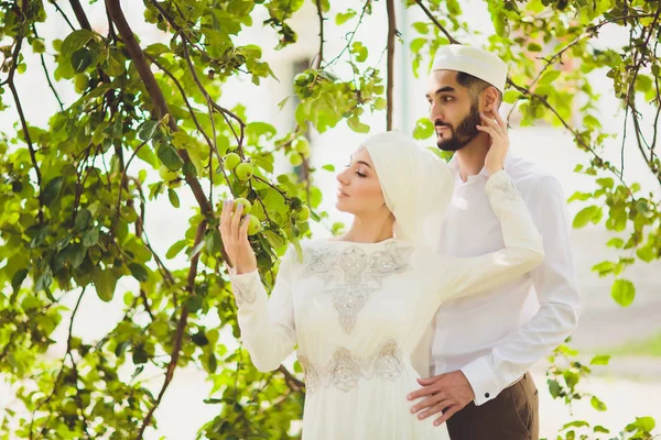 National wedding. Bride and groom. Wedding muslim couple during the marriage ceremony. Muslim marriage.