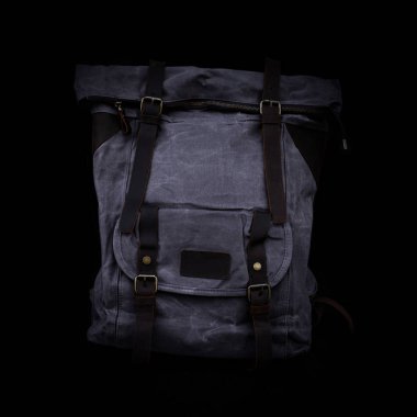 Siyah arka plan Spor çanta izole Erkek çanta sırt çantası.