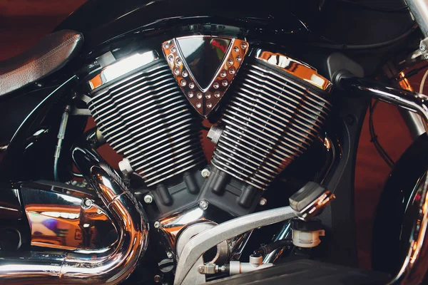 Motorradmotor, Detail des Motorradmotors. Nahaufnahme — Stockfoto