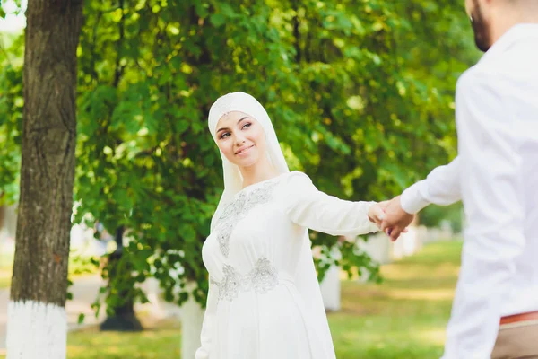 Beautiful Middle Eastern Arabic girl having happy time in nature. — Stock Photo, Image