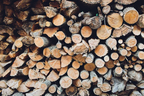 Pile of firewood. Preparation of firewood for the winter and use for cooking, firewood background, Stacks of firewood in the forest. — Stock Photo, Image