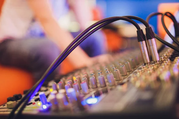 Mixing console for sound producer. Music. Sound. Sound controller. Directors remote.