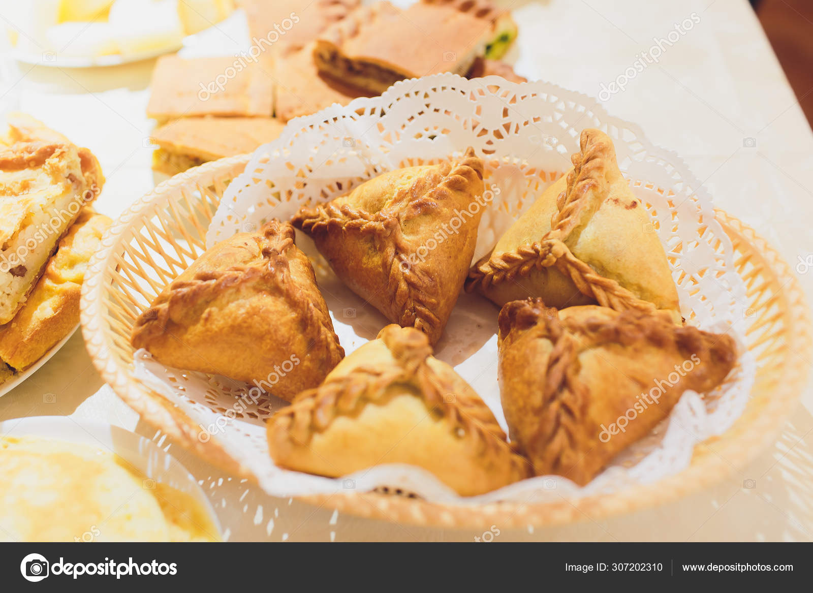 Tatar Pie Triangle Echpochmak, Russian Kurnik, Delicious Pastry