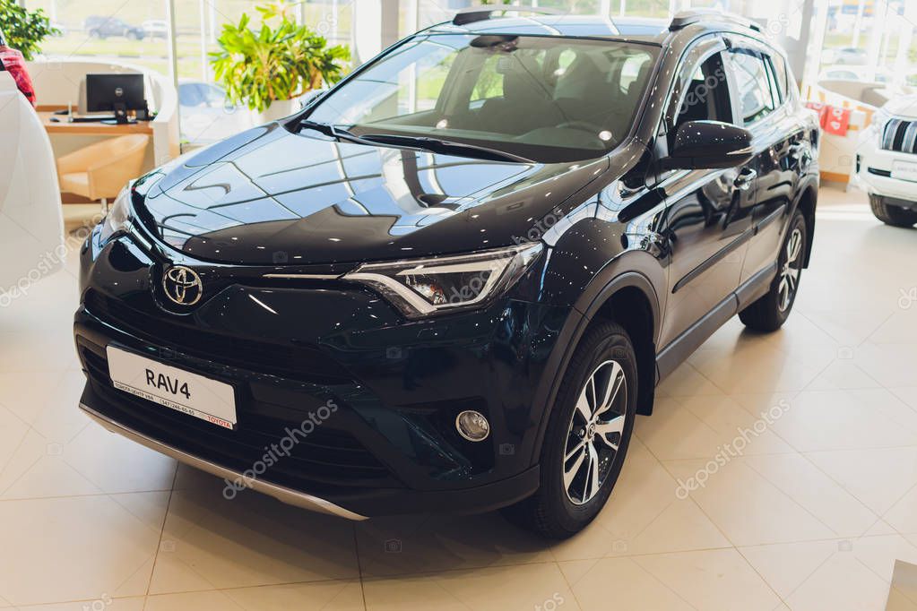 Ufa, Russia, 1 July, 2019: Toyota RAV4 is a compact crossover SUV produced by the Japanese automobile manufacturer Toyota
