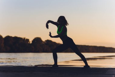 Gün batımında tarlada dans eden bir kızın silueti..