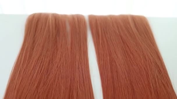 Peluquería, spa de belleza. Procedimiento de extensiones de cabello . — Vídeo de stock