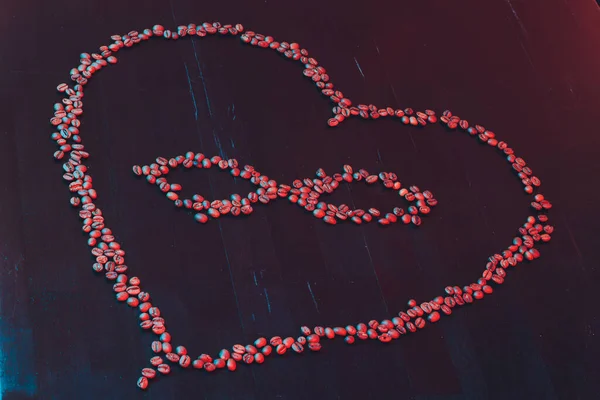 Valentines Day concept, polyamory symbol heart and infinity sign in the middle. coffee beans. — Stock Photo, Image