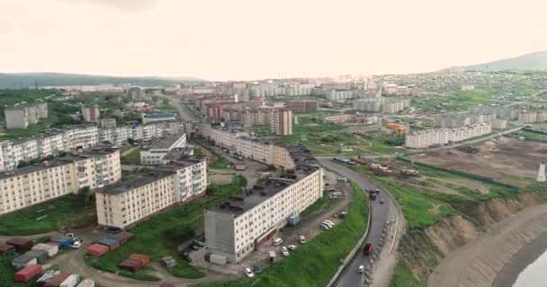 Cidade de Magadan. Inverno. Vista da parte central da cidade. Rússia. — Vídeo de Stock