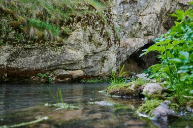 Tayga orman uçağındaki dolambaçlı nehir Magadan, Uzak Doğu Rusya 'ya inmeden önce.