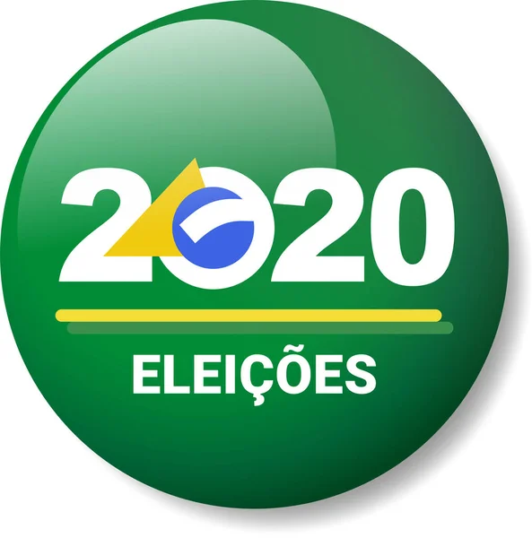 Eleições 2020 Brasil Election Button Design — Vetor de Stock