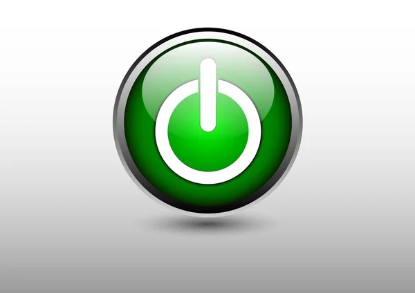 Interruptor Encendido Botón Verde — Vector de stock