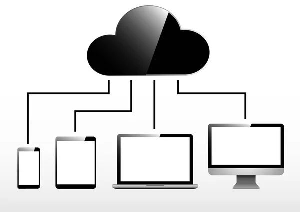 Dispositivo Conexión Almacenamiento Nube — Vector de stock