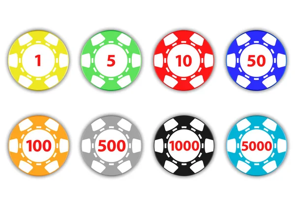 Casino Moneda Icono Conjunto — Vector de stock