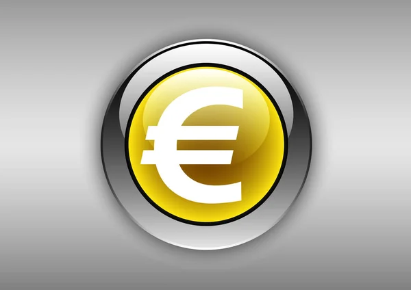 Euro Icono Botón Brillante — Vector de stock