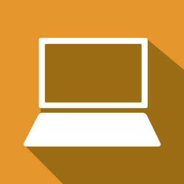 Laptop çalışma düz simgesi