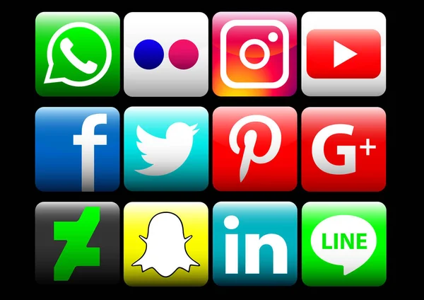 Zestaw Ikon Mediów Społecznościowych — Wektor stockowy