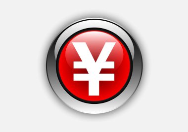Yen para birimi cam düğmesi