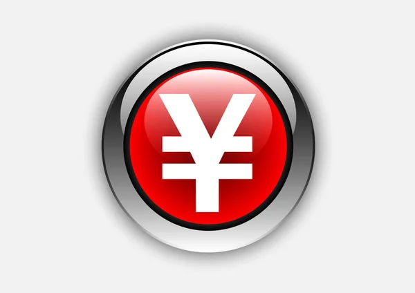 Yen Pulsante Vetro Valuta — Vettoriale Stock