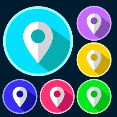 GPS düz Icon set 