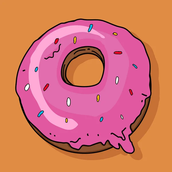 Pink Donuts Doodle Draw — Stock Vector