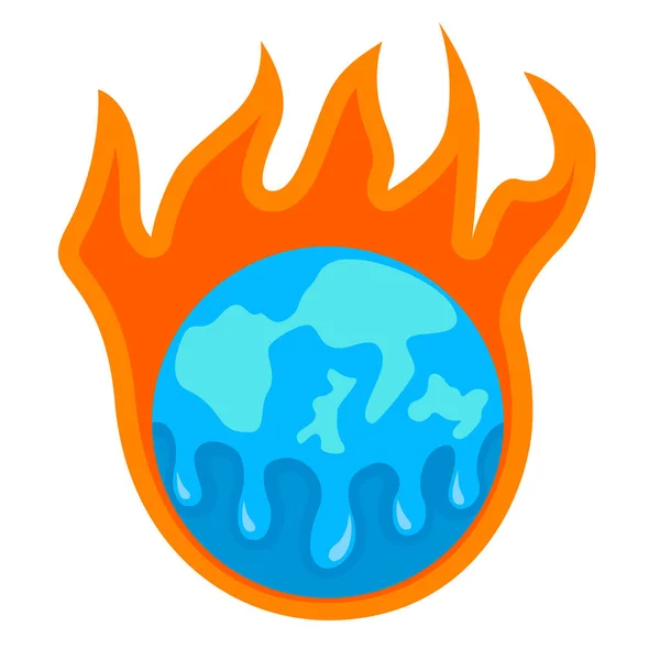 Globální Oteplování Země Spálená Ilustrace — Stockový vektor