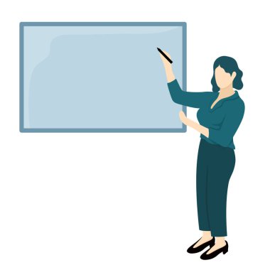 Kadın sunum çizgi filmini açıklıyor