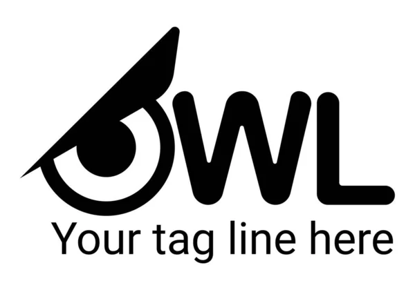 Sowa Oko Tekst Logo Marki Projekt — Wektor stockowy