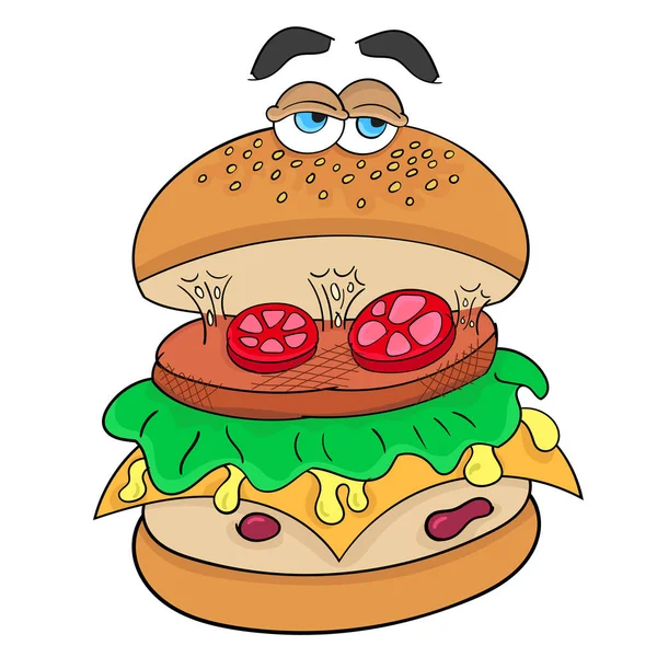 Χαρακτήρας Burger Ανοιχτό Στόμα — Διανυσματικό Αρχείο