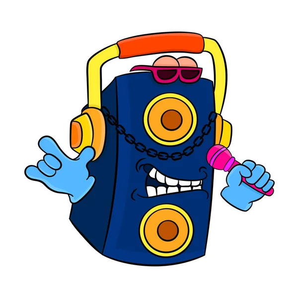 Karaoke Suono Personaggio Dei Cartoni Animati — Vettoriale Stock