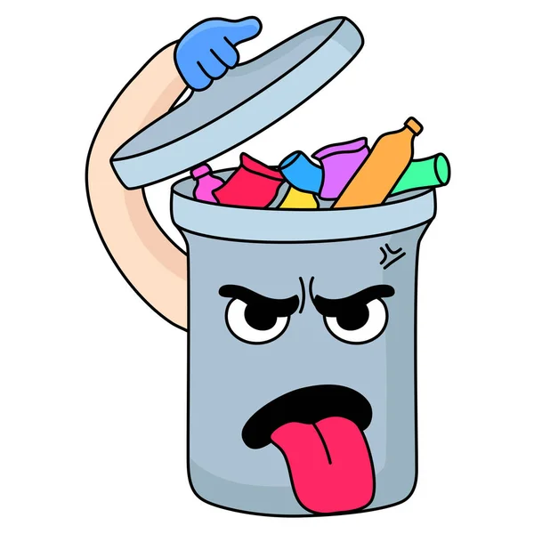 Lata Lixo Mascote Desenhos Animados Está Com Raiva Por Causa — Vetor de Stock