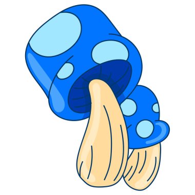 Mavi mantar bitkisi çizgi film görüntüsü