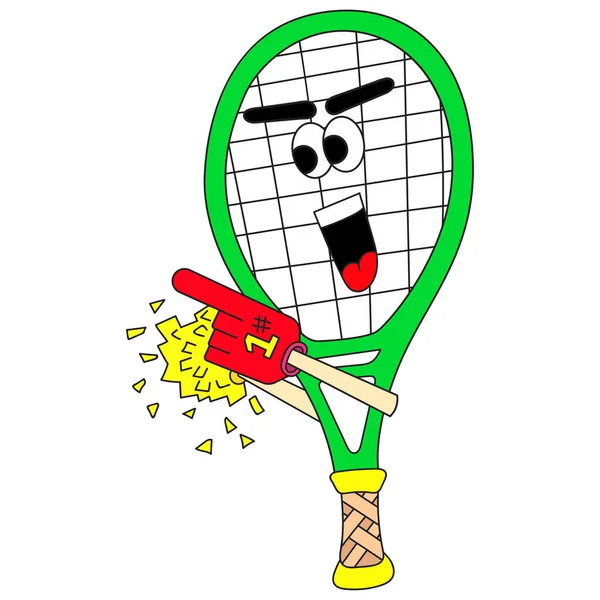 Cartoon Karakter Racket Opgewonden — Stockvector