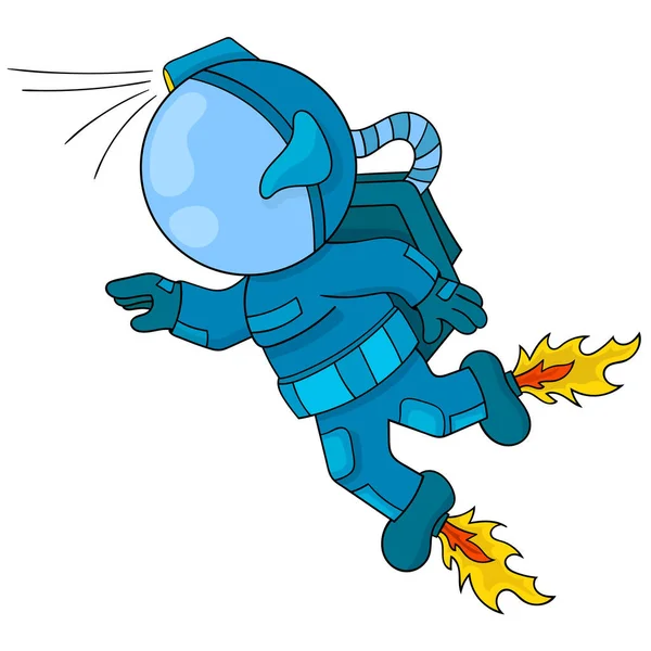 Gelişmiş giysiler içindeki astronotlar uzayda uçar. İdeallerin vektör illüstrasyonu