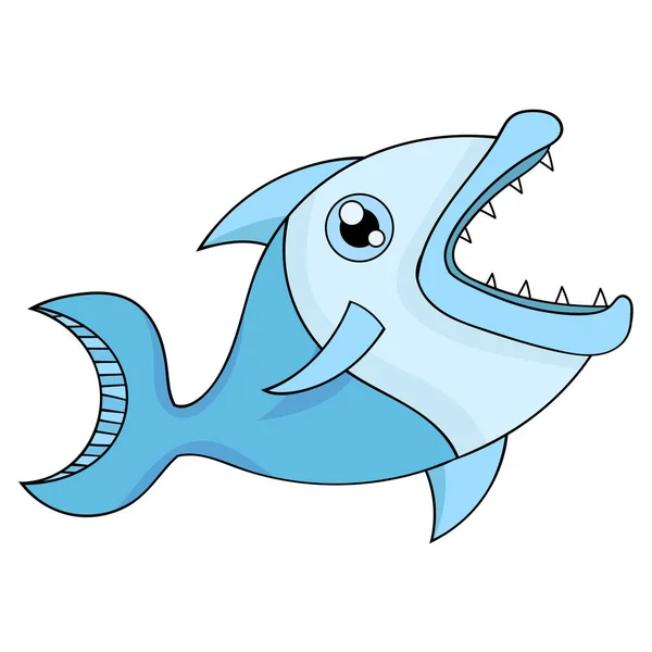 Desenho Animado Peixes Com Dentes Afiados —  Vetores de Stock