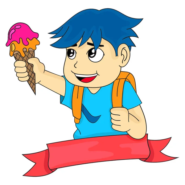 Çocuk okula dondurma getiriyor.