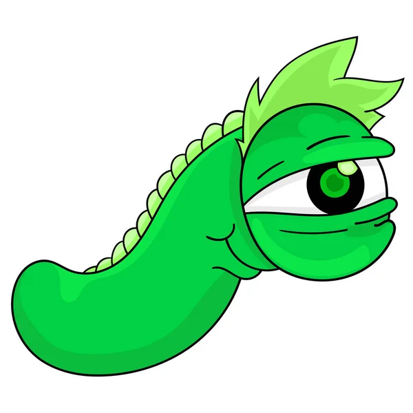 Grön Mask Monster Tecknad Karaktär — Stock vektor