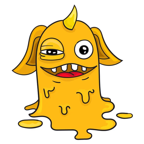 Slime Yellow Monster Cartoon Character — Stock Vector
