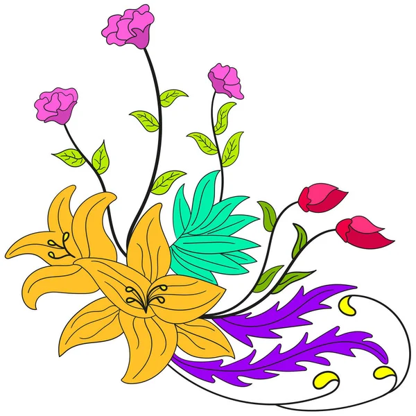 Blommor Dekoration Trädgård Design — Stock vektor